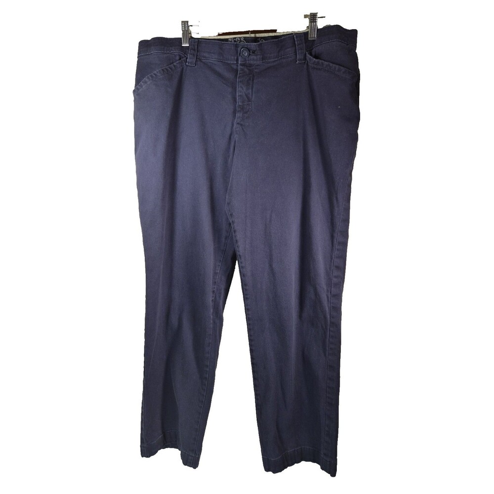 Lee Pants Womens 16W Navy Blue Comfort Waist Straight Leg Chino Plus